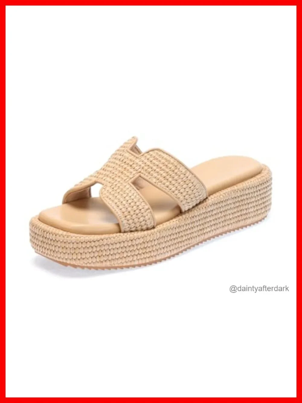 Women's Raffia Platform Sandals Slip-On Espadrille Wedge Slides Woven Straw